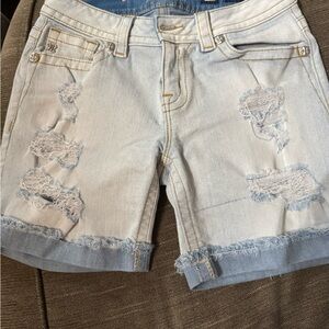 Miss Me Blue Jean Shorts Distressed Cuffed Hem